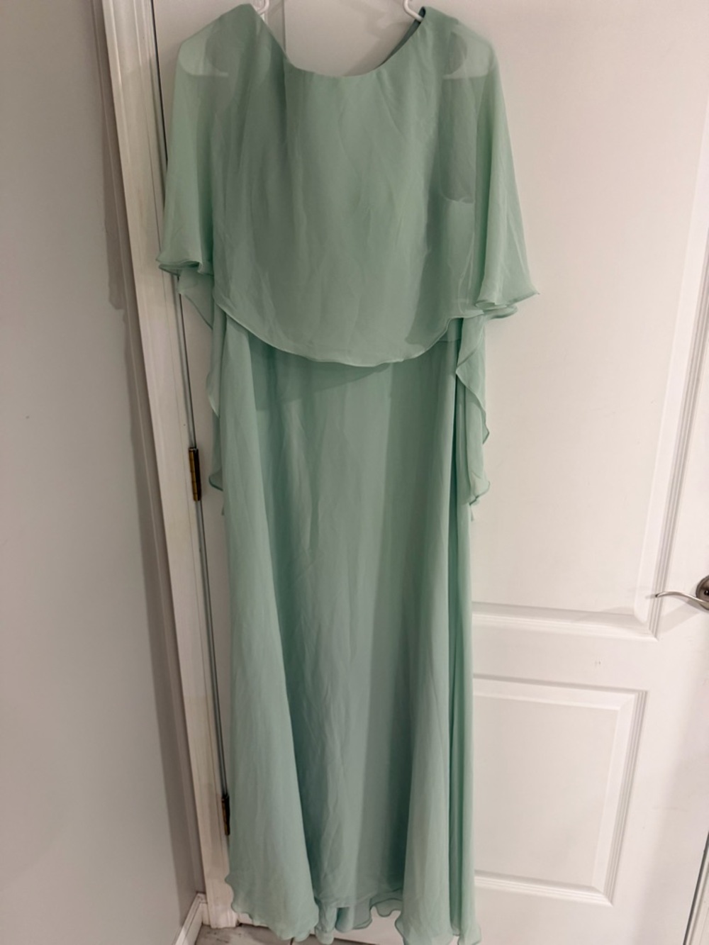 Mint green shin length dress with cape